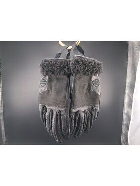 Harley Davidson Black Leather Gloves W/ Shearling Cuff Motorcycle